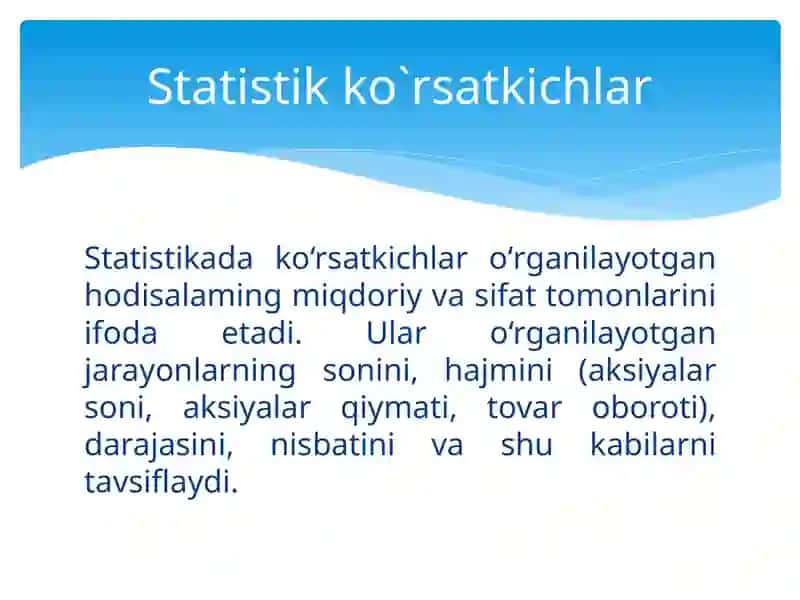 Statistikko'rsatkichlar.O‘rtachamiqdorlar.Variatsiyako‘rsatkichlari 4