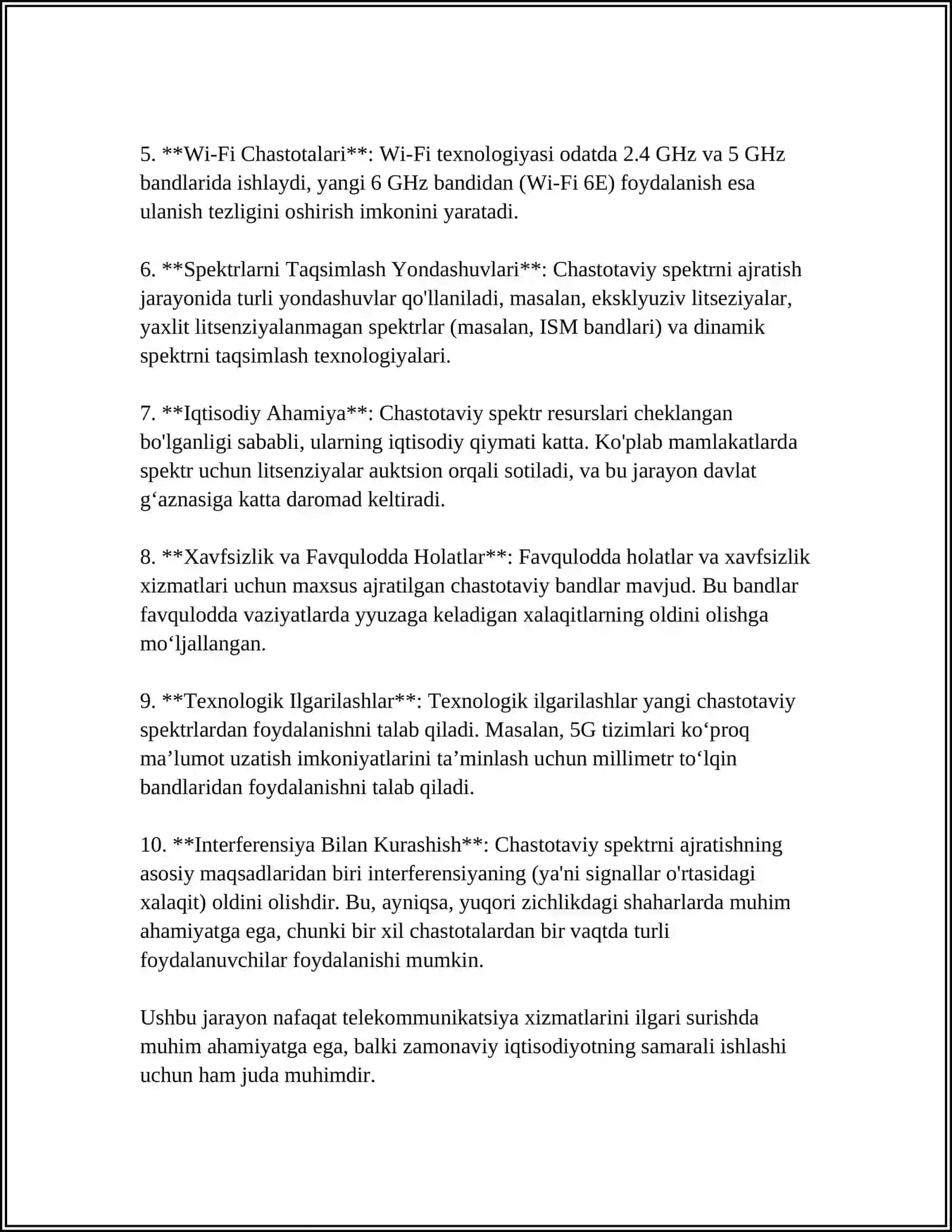 KANAL SIGNALLARINI AJRATISH USULLARI: CHASTOTA BOʻYICHA AJRATISH USULI 4