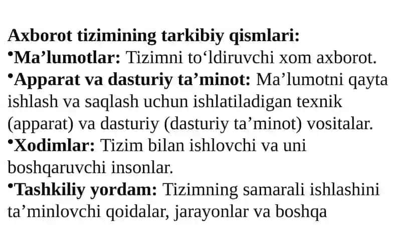 Axborot tizimlarining tushunchasi 4