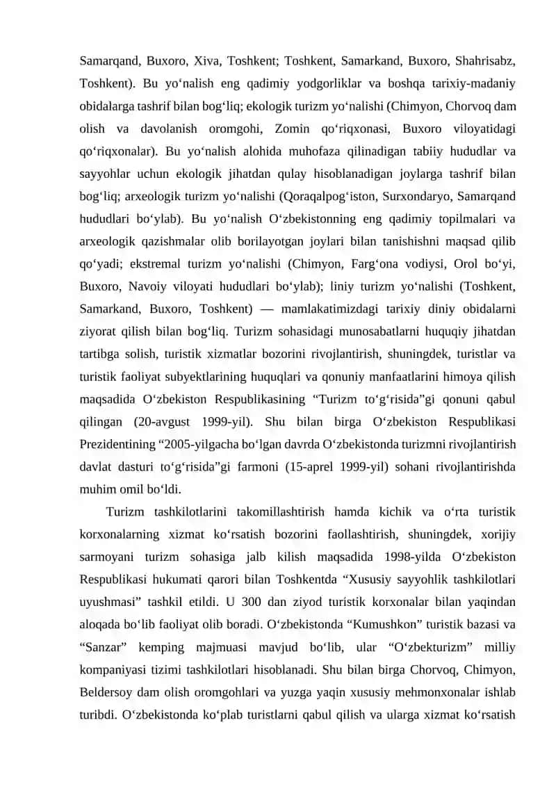 Turizm Sohasining Davlat Tomonidan Tartibga Solinishi 4