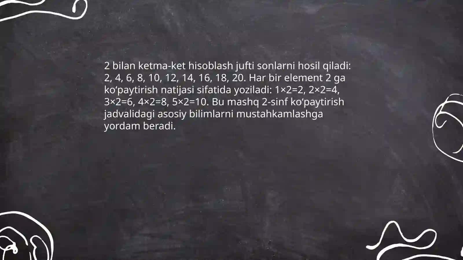 2-sinf koʻpaytirish jadvali 4