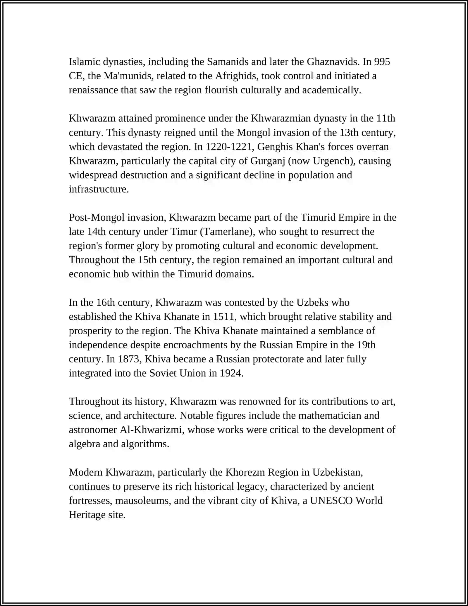 REFERAT Theme: XIVA VILOYATI 4