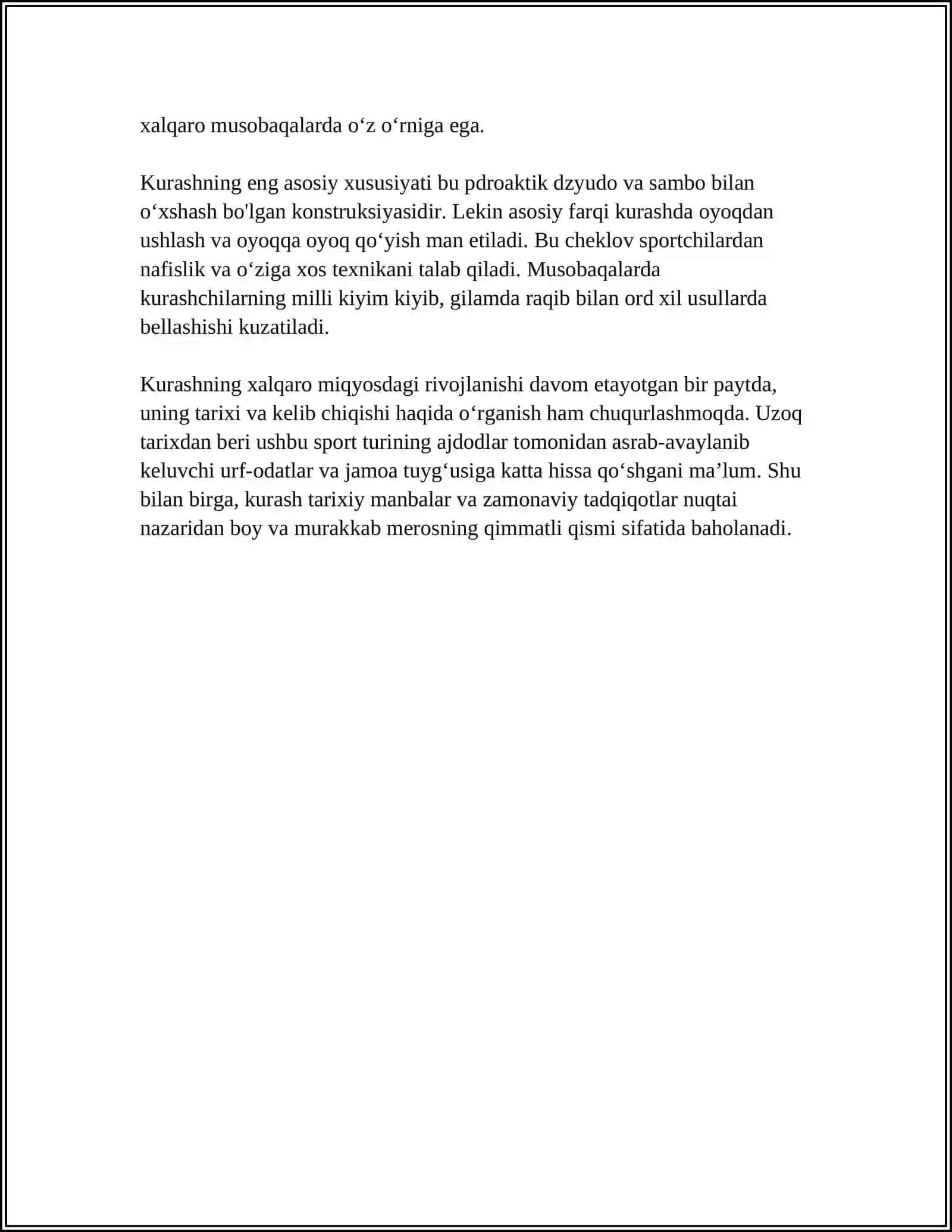 KURASHNING KELIB CHIQISH TARIXI VA RIVOJLANISHI 4