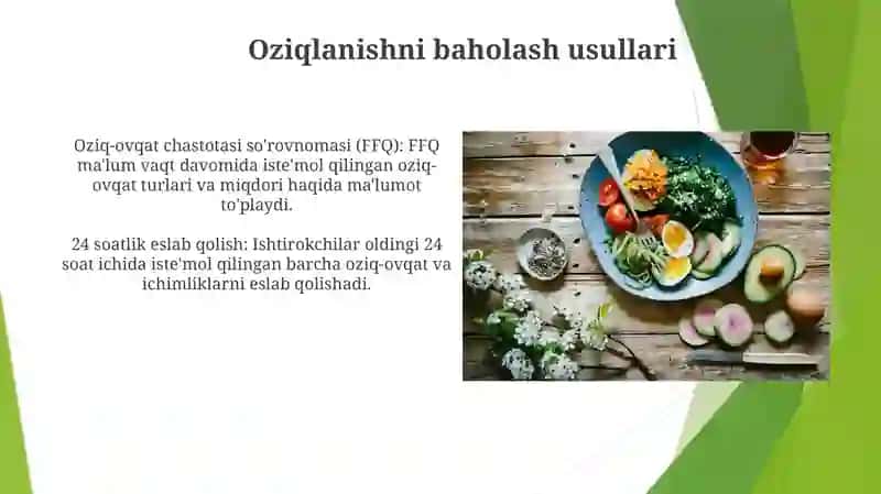 Shaxsiy Ovqatlanishning Adekvatligini Taomnoma Taqsimoti BoʻYicha Baholash 4