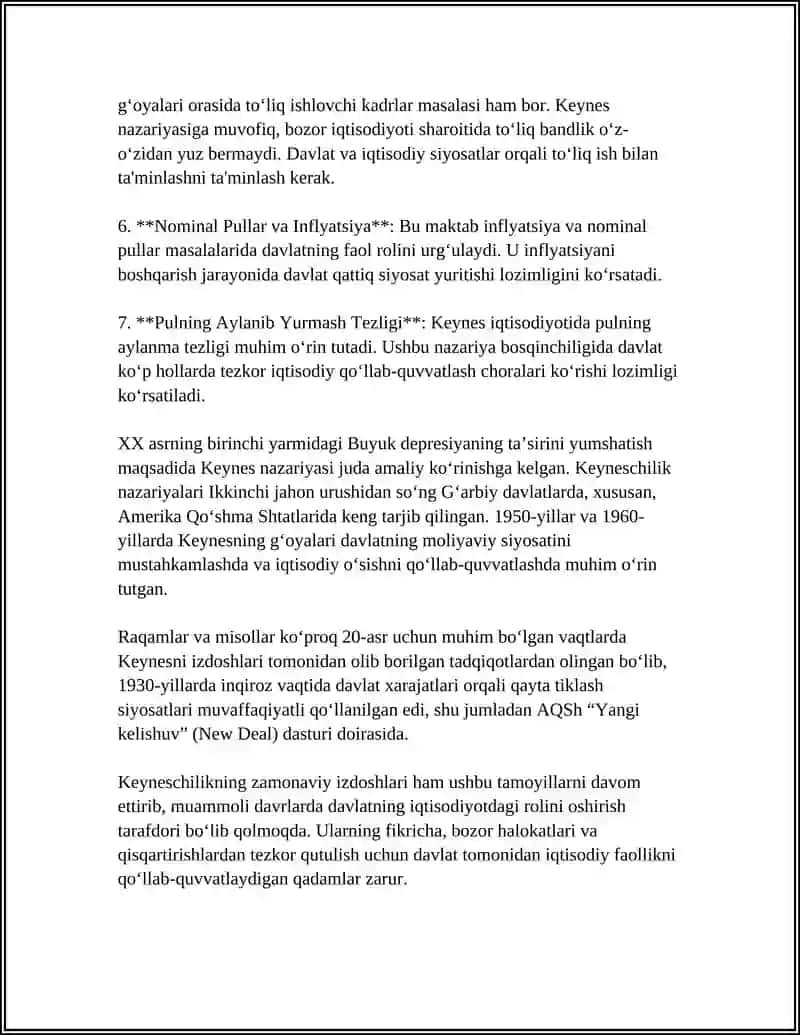 KEYNSCHILIK KLASSIK IQTISODGA MUQOBIL SIFATIDA 4