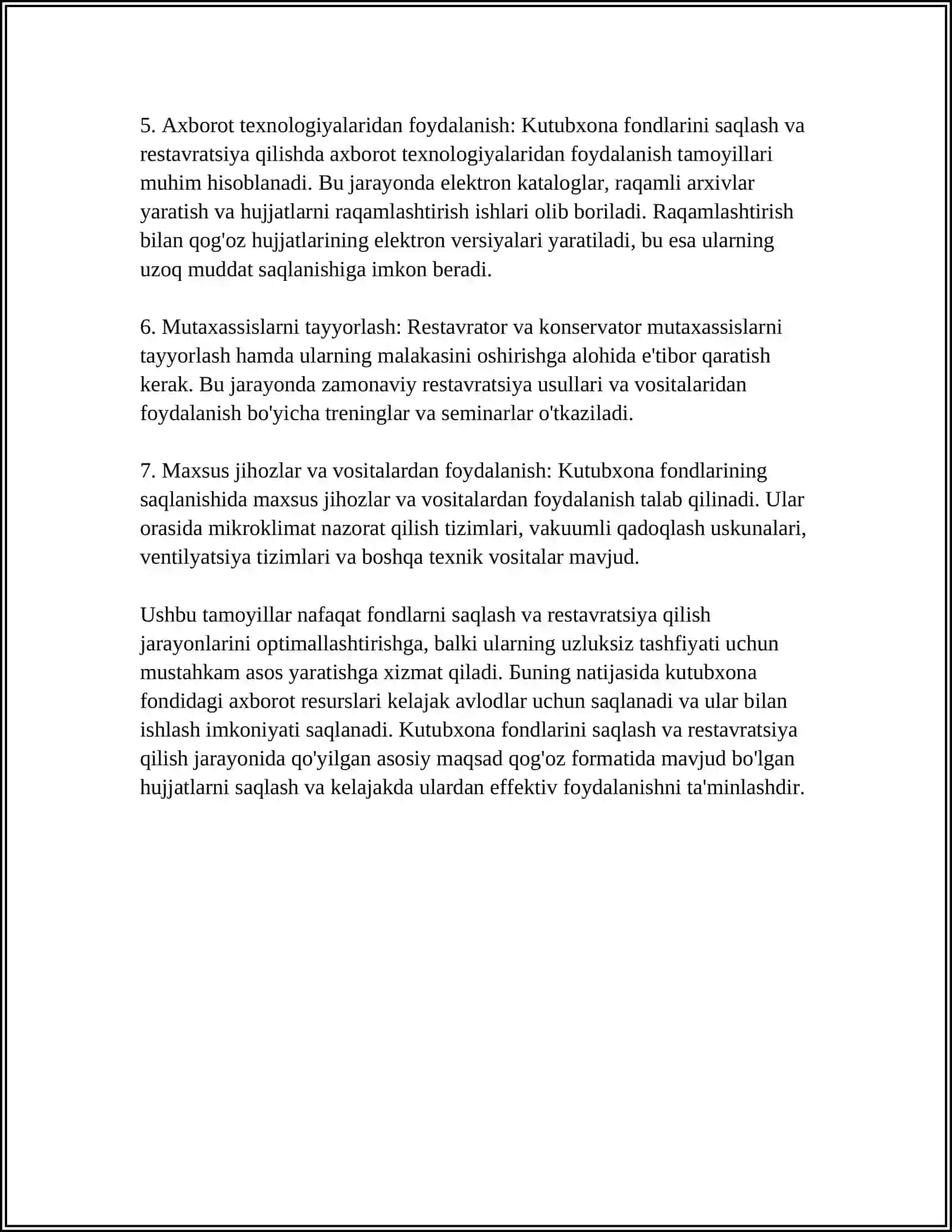 KUTUBXONA AXBORAT FONDLARINI RESTAVRATSIYA QILISH VA RAQAMLASHTIRISH ASOSLARI 4