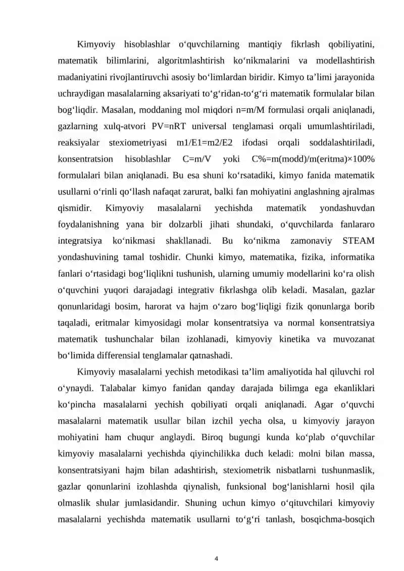 Kimyoviy masalalarni yechishda matematik usullardan foydalanish 4