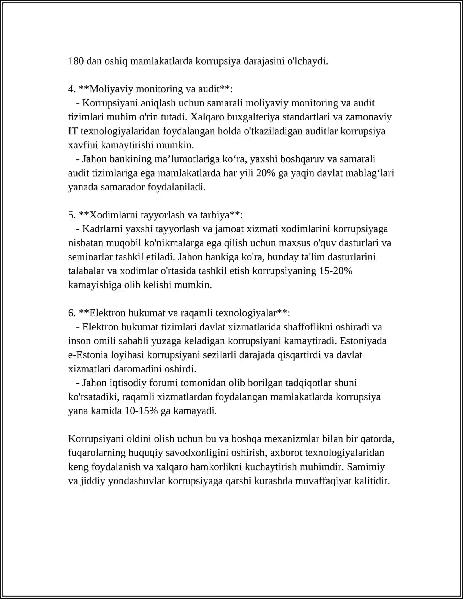 O'ZBEKISTON RESPUBLIKASINING KORRUPSIYAGA QARSHI KURASHISH SOHASIDAGI QONUNNING MAZMUN-MOHIYATI 4