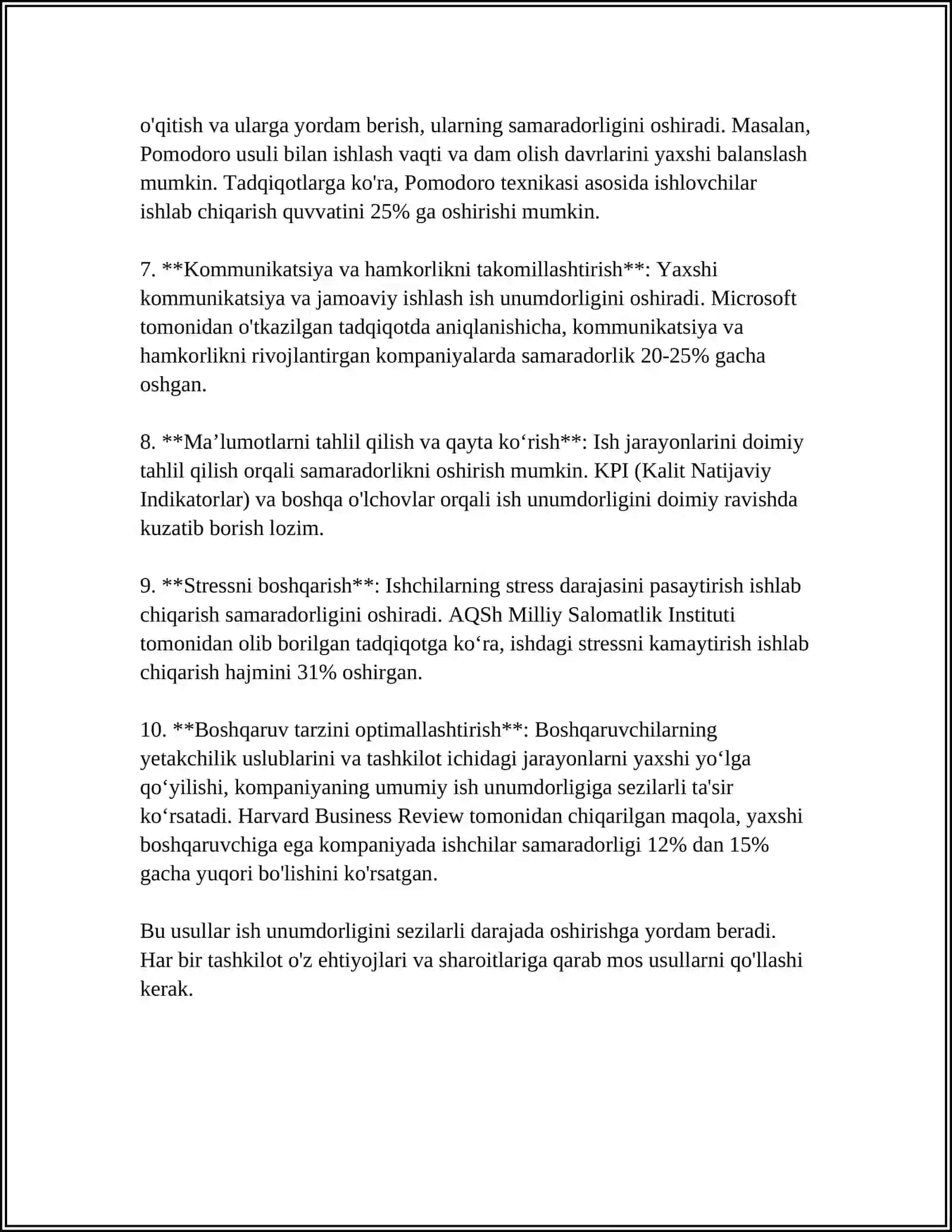 MEHNAT UNUMDORLIGI VA HOSILDORLIK 4