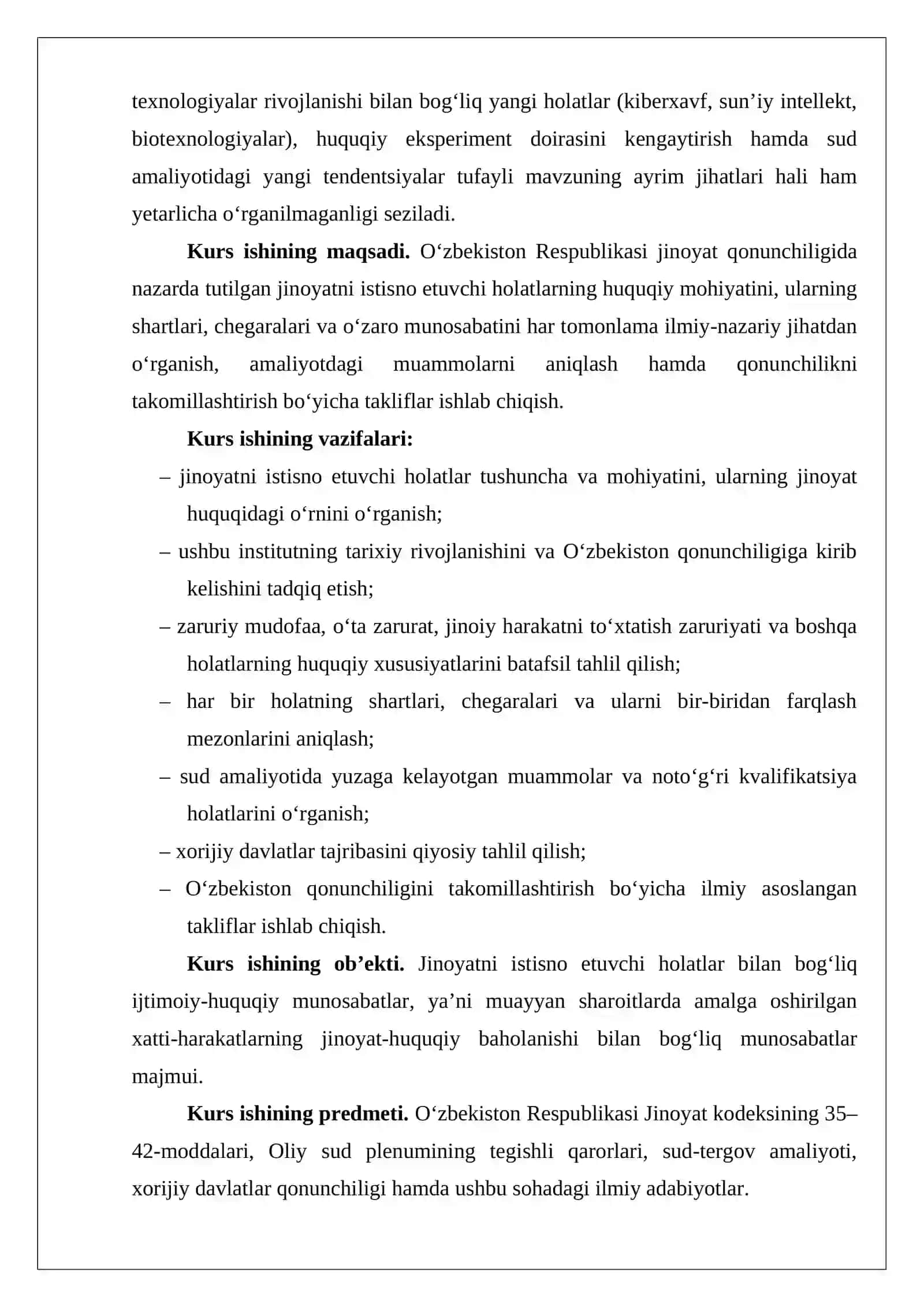 O‘ZBEKISTON JINOYAT QONUNCHILIGIDA JINOYATNI ISTISNO ETUVCHI HOLATLAR 4