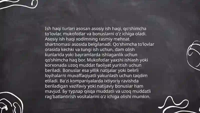 O'zbekistonda Ish Haqi, Ish Haqi Turlari va Ish Haqini Oshirishning Istiqbollar 4