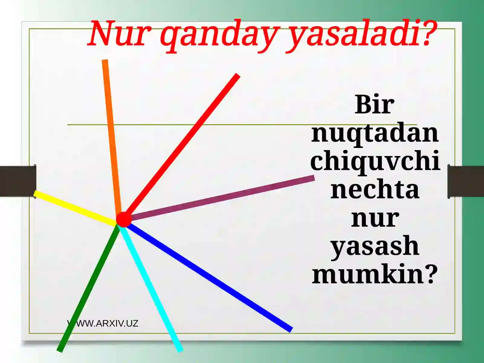 Burchaklar va ularning turlari.Figuralarni farklay olish,kismlarga bulish,kismlarlan figuralar xosil kilish 4