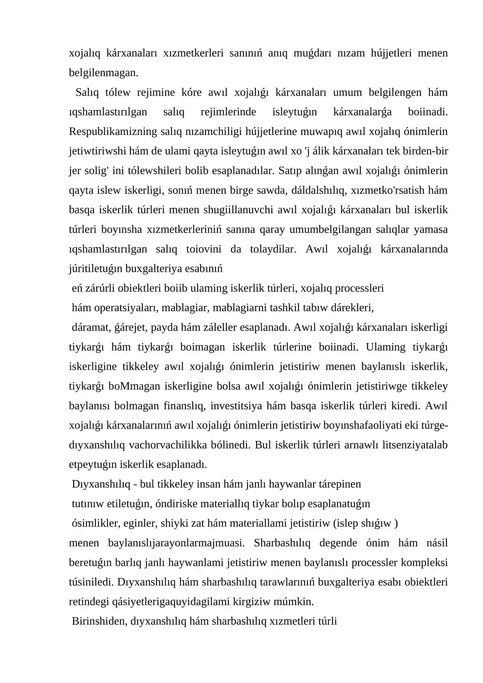Awıl xojalıq kárxanalarında buxgalteriya esabın shólkemlestiriw tiykarları 4