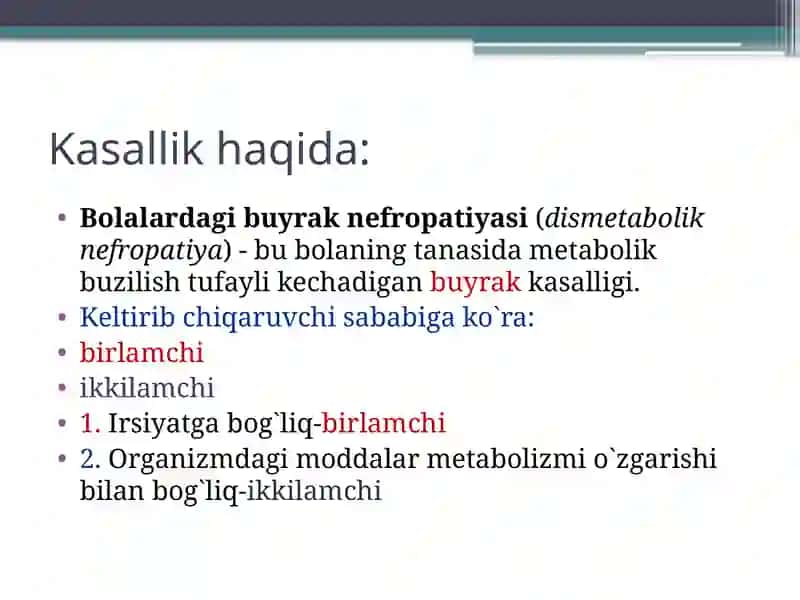 Bolalarda metabolik nefropatiyalar 4