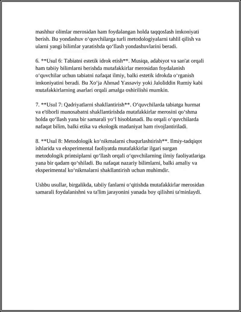 TABIATNI OʻRGATISHDA MUTAFFAKKIRLAR MEʼROSIDAN FOYDALANISH 4