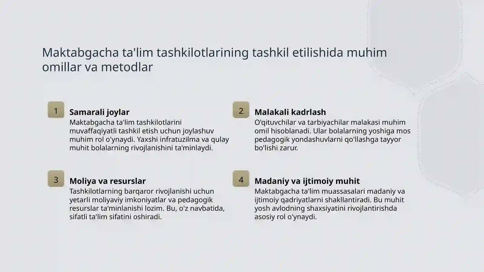 Maktabgacha ta'lim tashkilotlari va ularni tashkil etish 4
