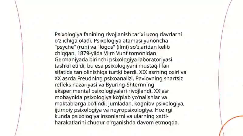 Psixologiya fanining predmeti, rivojlanish tarixi va sohalari 4
