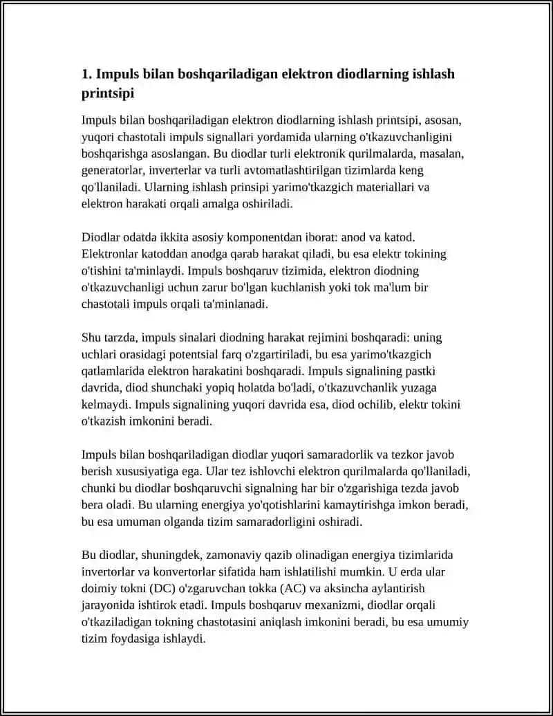 IMPULS BILAN BOSHQARILADIGAN ELEKTRON VA YARIM O’TKAZGICH DIODLAR. GAZATRON, TIRATRON, TIRISTOR 4