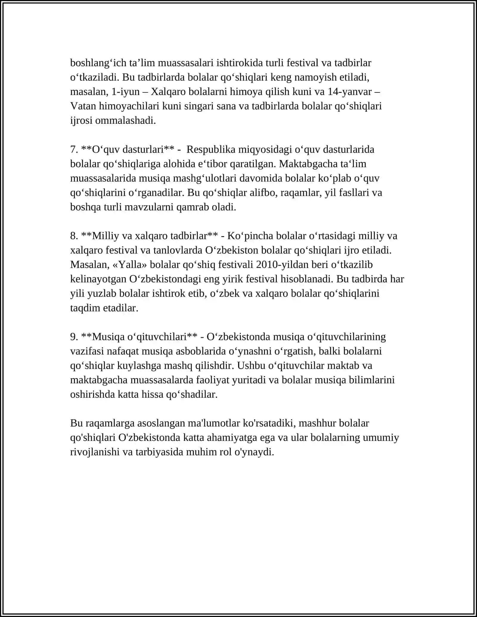 BOLALAR QOʻSHIQLARI 4