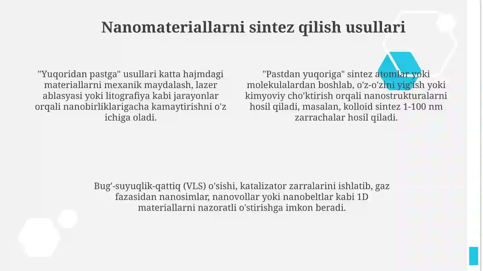 Nanomateriallar, nanobirikmalarning olinishi va ishlatilishi 4