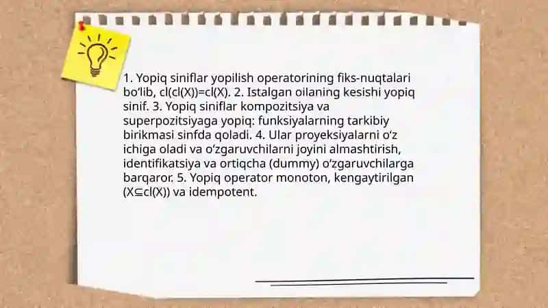 Muhim yopiq siniflar va ularga doir lemmalar 4