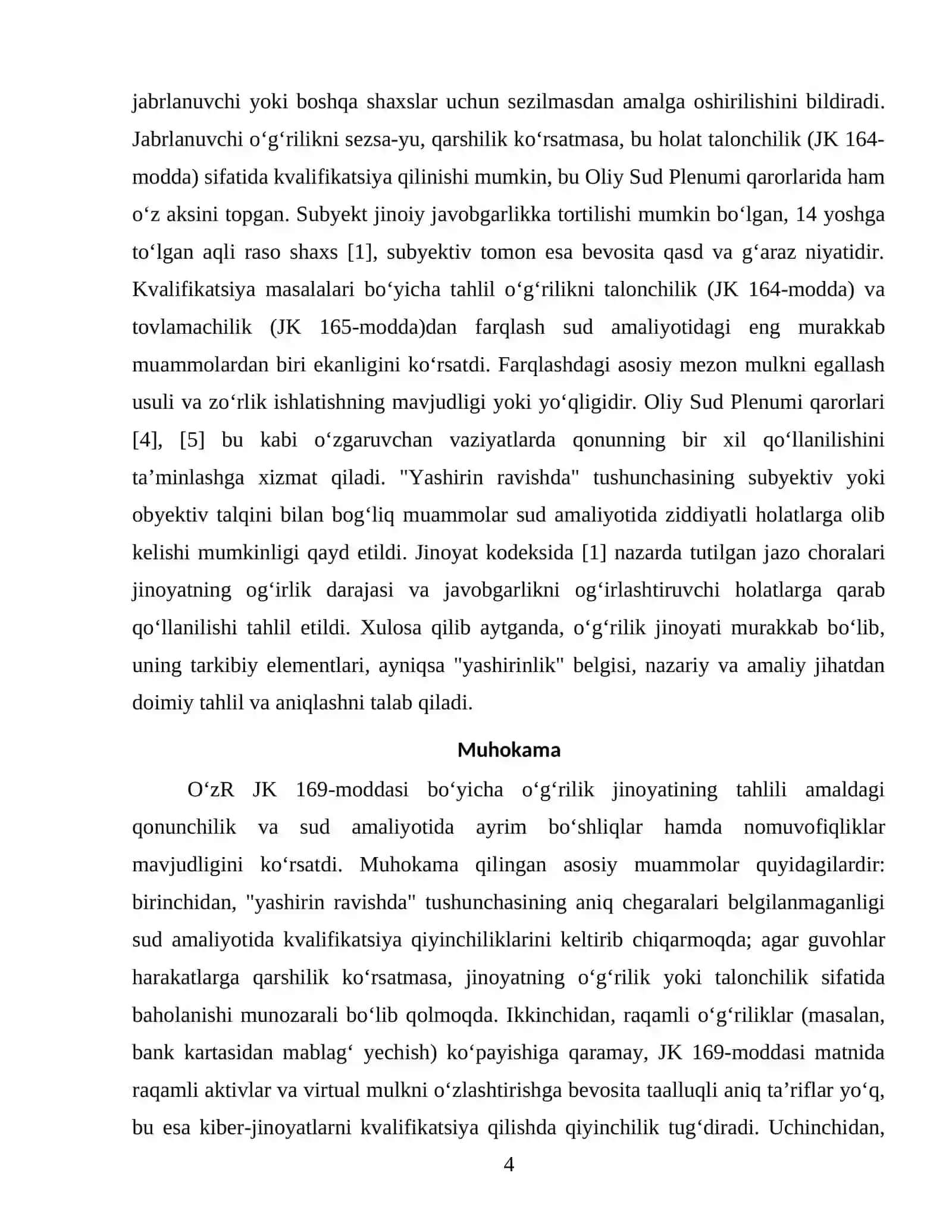 Jinoyat kodeksi 169 modda Og'rilik mavzusi maqola 4
