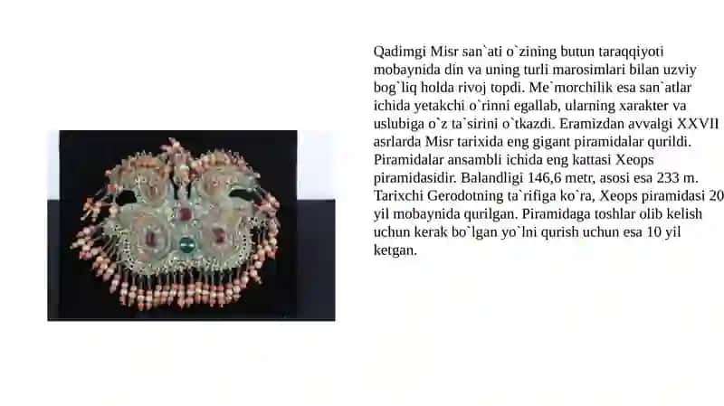 Misr amaliy san’ati: kulolchilik va zargarlik 4