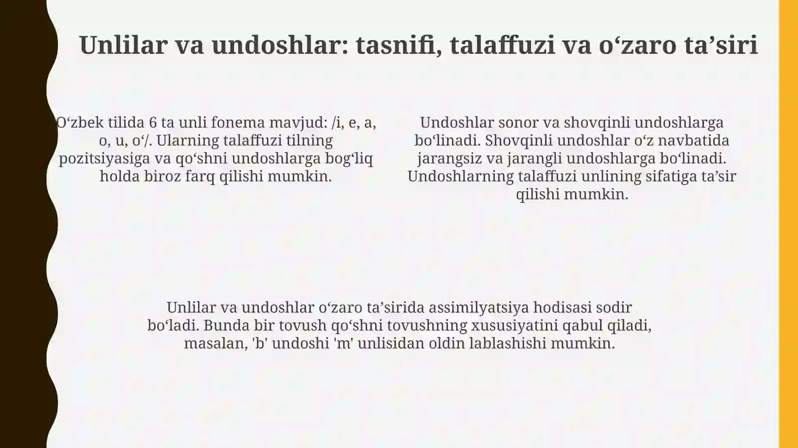 Hozirgi O'zbek tilining fonetik sathi 4