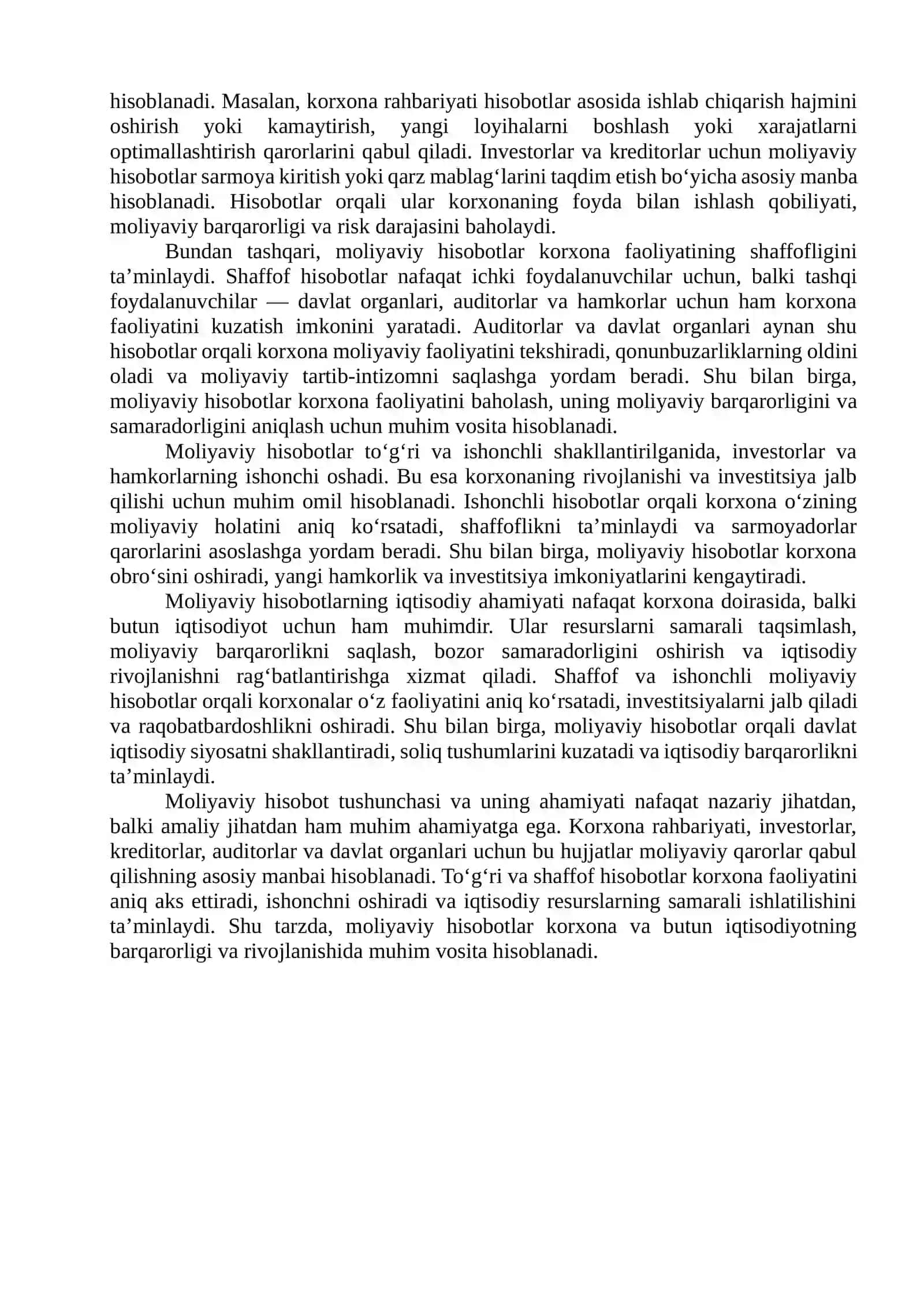 MOLIYAVIY HISOBOTNING SHAFFOFLIGI VA ISHONCHLILIGI 4