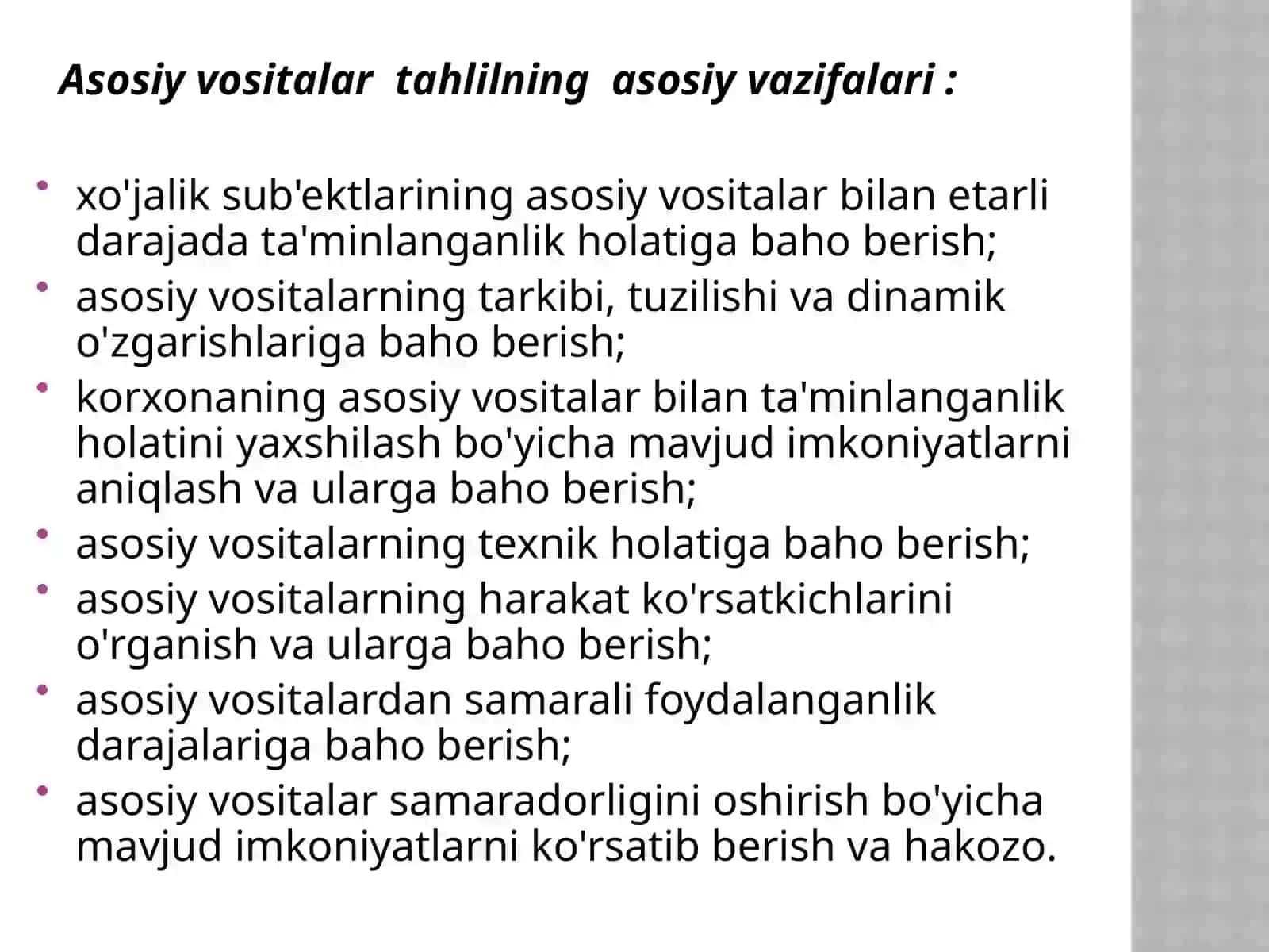 Asosiy Vositalar va Ulardan Foydalanish Tahlili 4