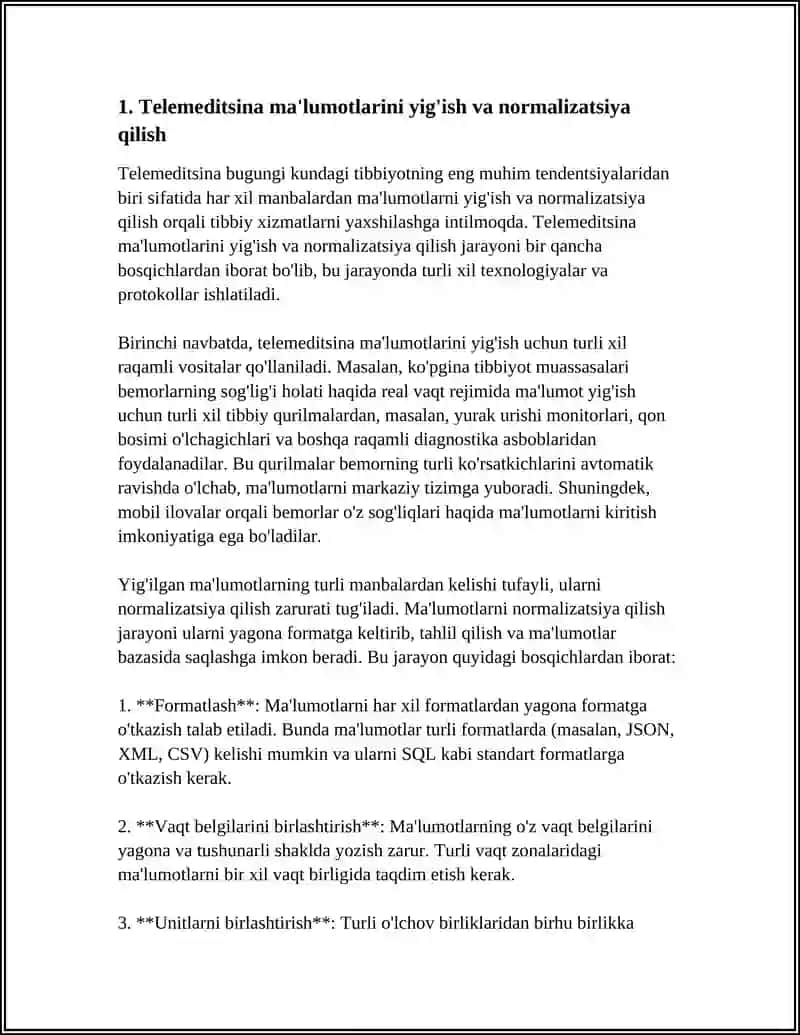 SOG'LIQNI SAQLASH TIZIMIDA TELETIBBIYOT MA'LUMOTLARNI QAYTA ISHLASH 4