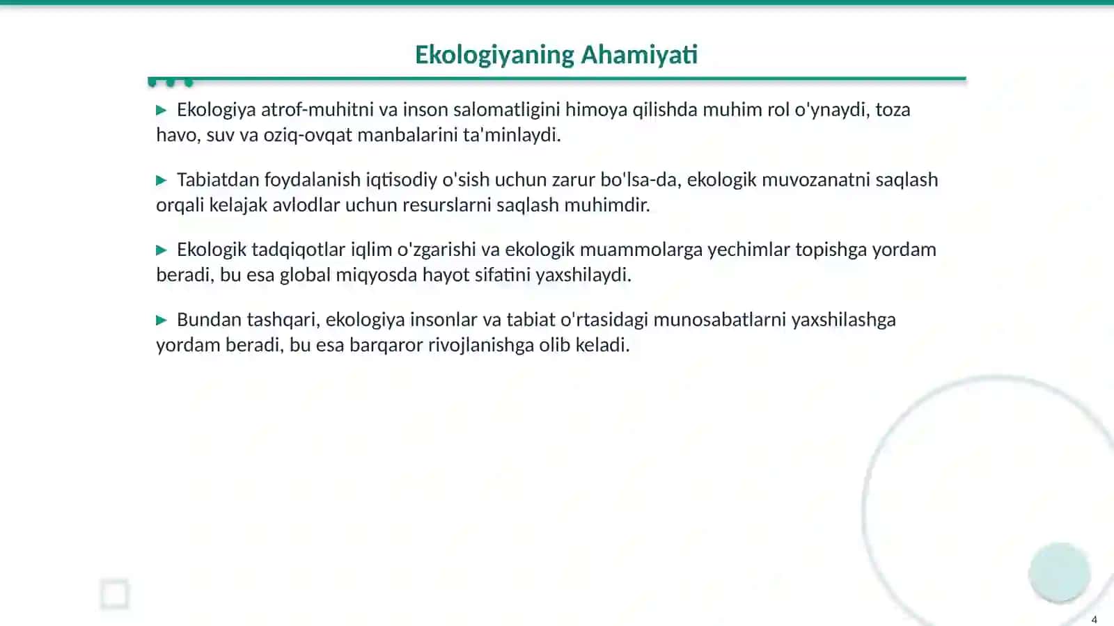 Ekologiya: Tabiat va Inson o'rtasidagi Munosabatlar 4