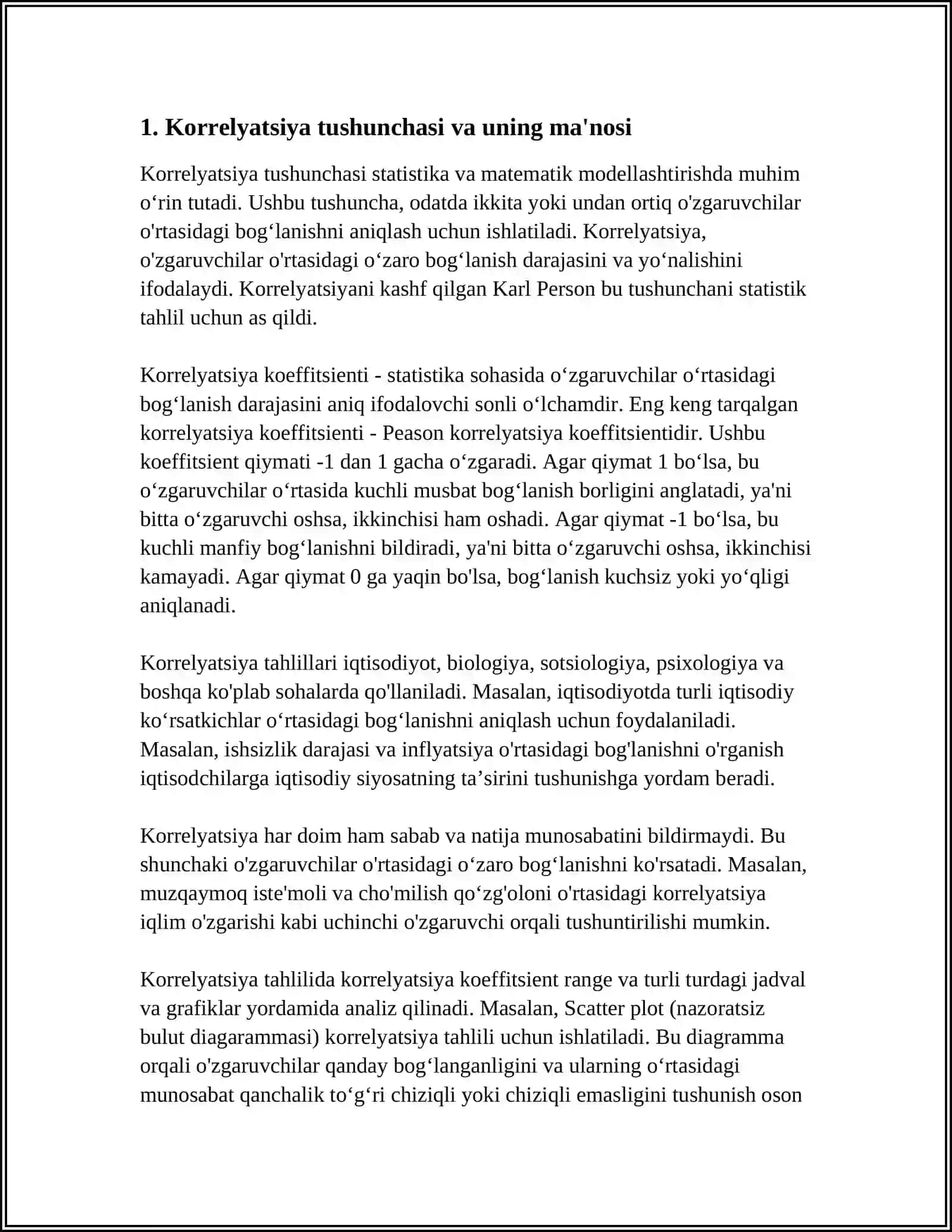 KORRELYATSIYA TUSHUNCHASI VA UNING PSIXOLOGIK TADQIQOTLARDA O‘RNI 4