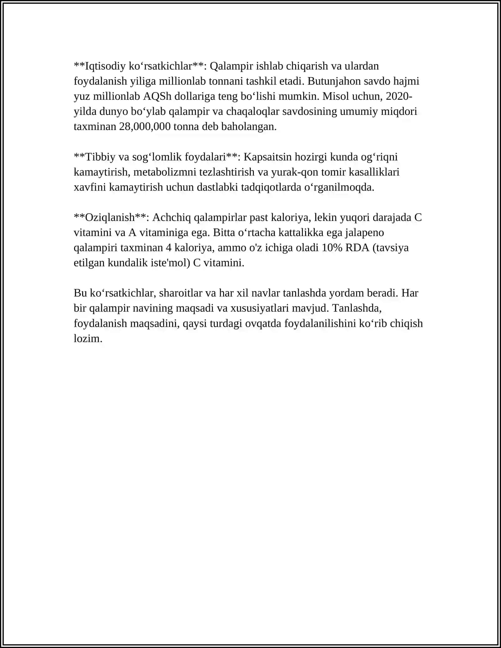 ACHCHIQ QALAMPIR, (GORKIY PERES) – CAPSICUM ANNUUM L. NI YETISHTIRISH TEXNOLOGIYASI 4