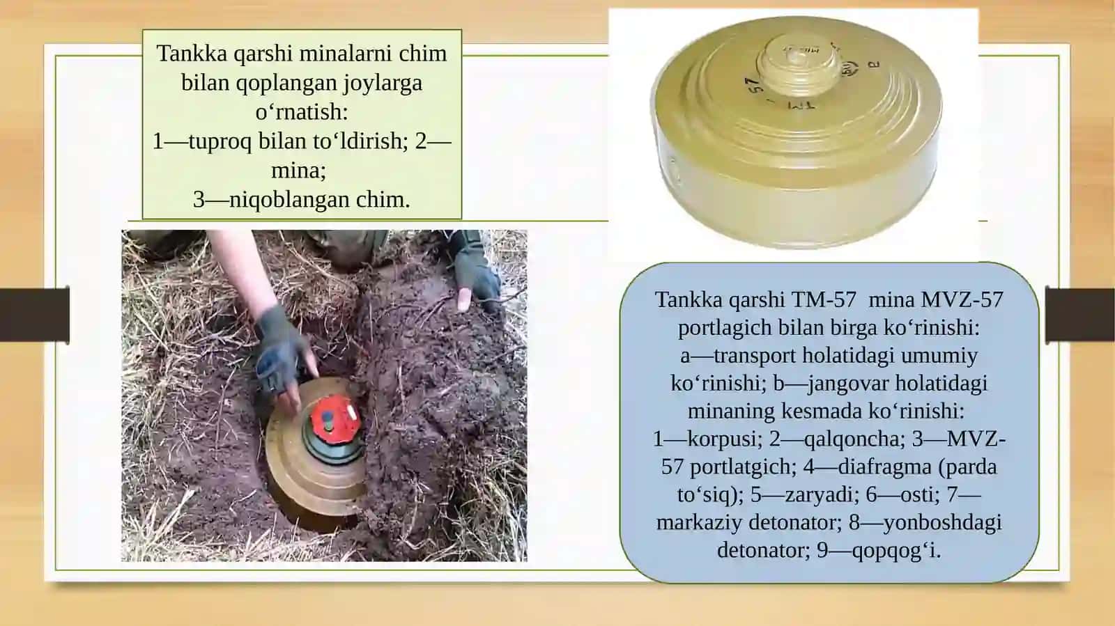 Minalar. Ularning turlari va zamonaviy armiyalarda qo'llanilishining ahamiyati 4