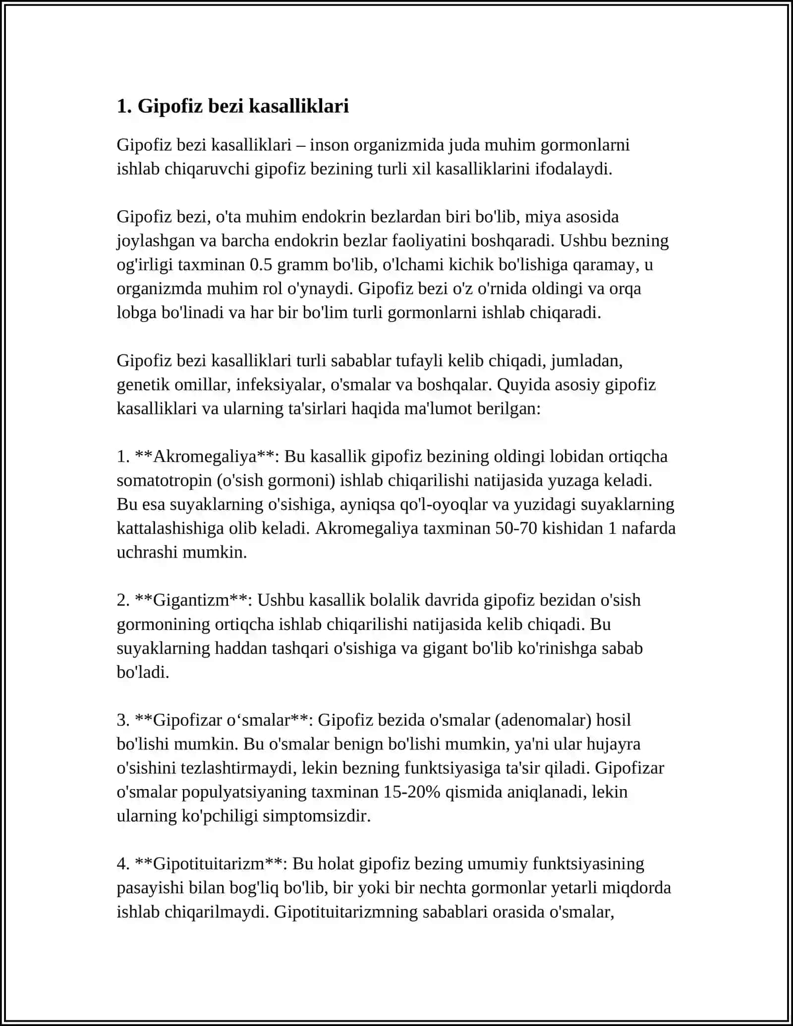 ENDOKRIN TIZIM KASALLIKLARI. GIPOFIZ BUYRAK USTI BEZI QALQONSIMON BEZ JINSIY BEZLAR KASALLIKLARI. QANDLI DIABET 4