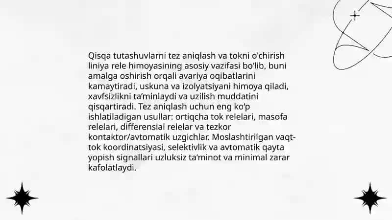 Liniyalarda rele himoyasining umumiy vazifasi 4