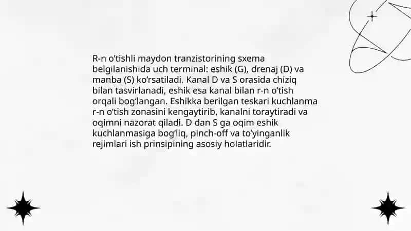 R-n o’tishli maydon tranzistorini sxemaga ulash 4