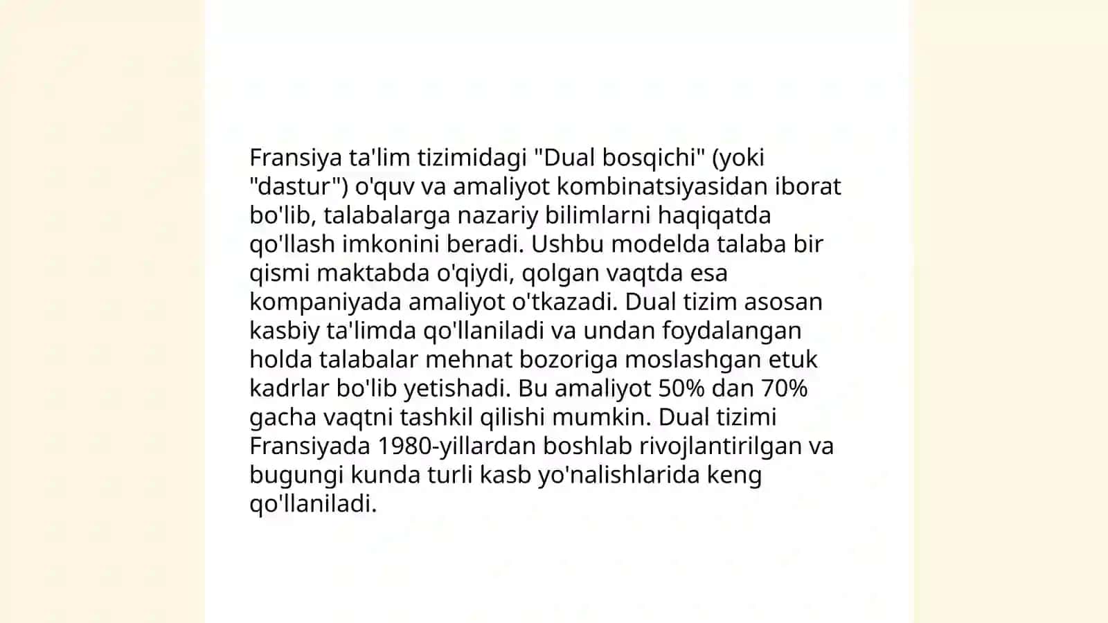 Fransiya talim tizimining "Dual bosqichi" xususiyatlari 4