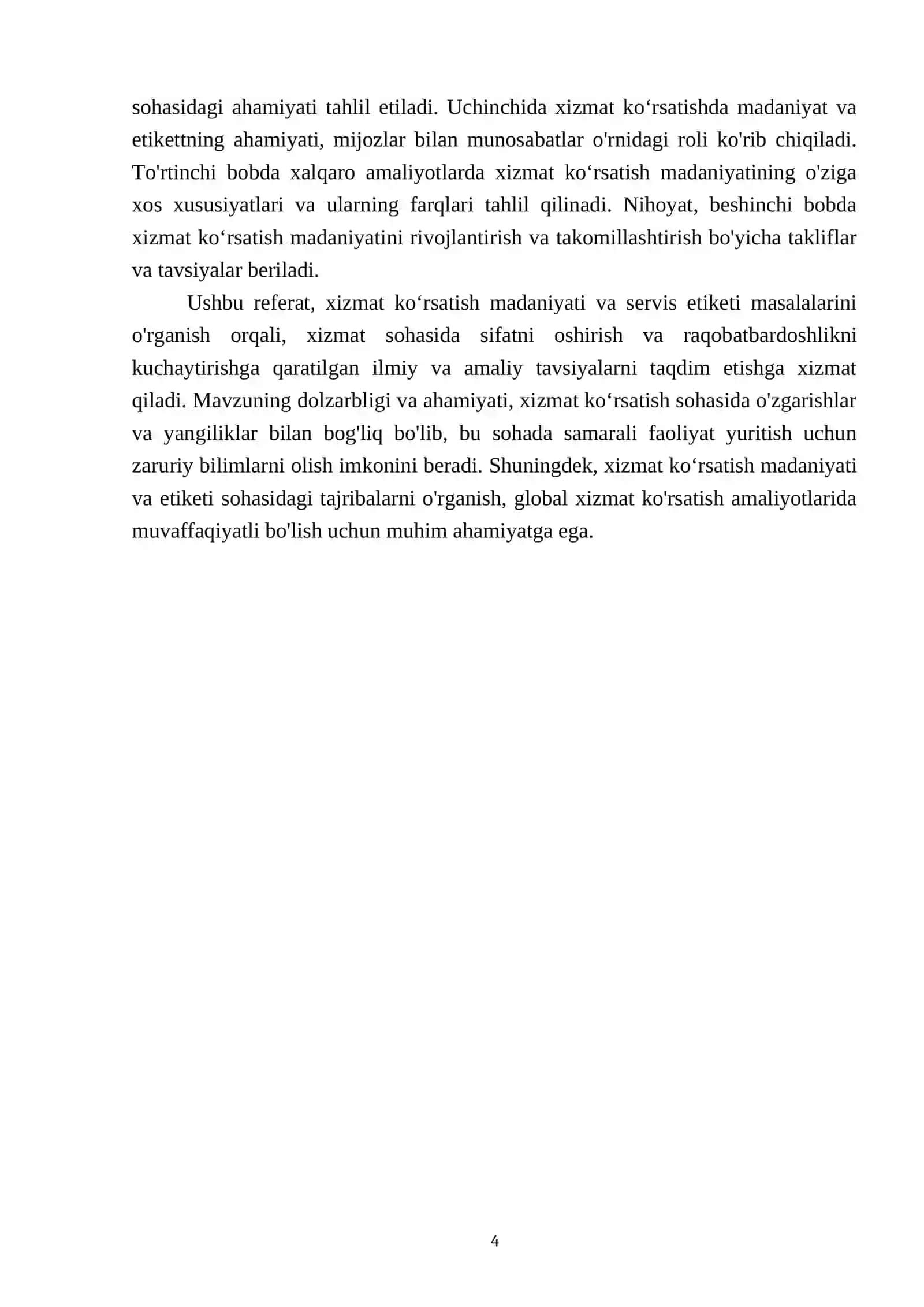 Xizmat koʻrsatish madaniyati va servis etiketi: xalqaro amaliyotlar 4