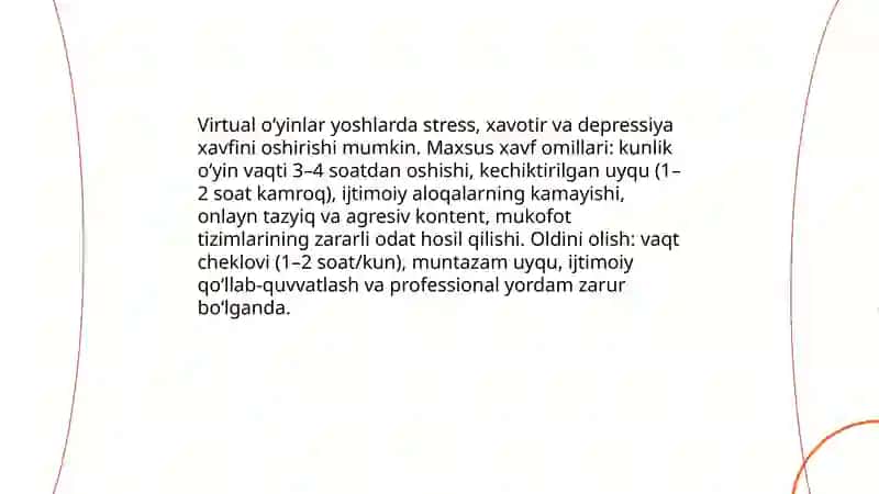 Virtual õyinlarning yoshlar ongiga taʼsiri, ruhiy va jismoniy xaritalari 4