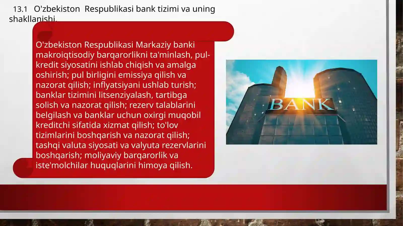 O'zbekiston respublikasi bank tizimi va uning tarkibi 4