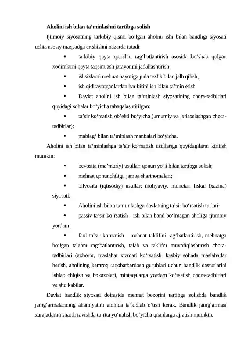 Aholini ish bilan bandligining shakllanishi va mohiyati 4