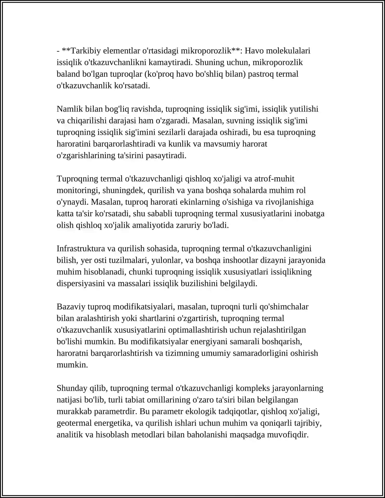 Tuproqning termal o'tkazuvchanligi 4