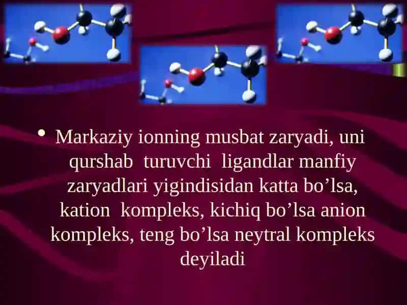 Kompleks birikmalarning izomeriyasi va ishlatilishi. 4