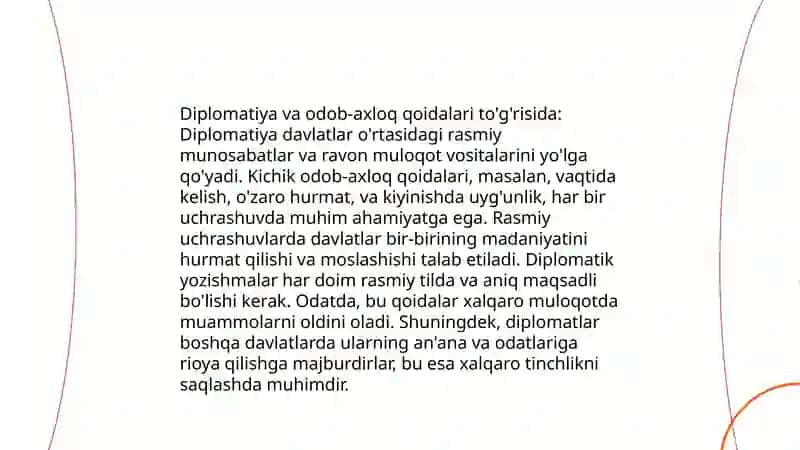 Diplomatik etiket diplomatiya va odob-axloq qoidalari 4