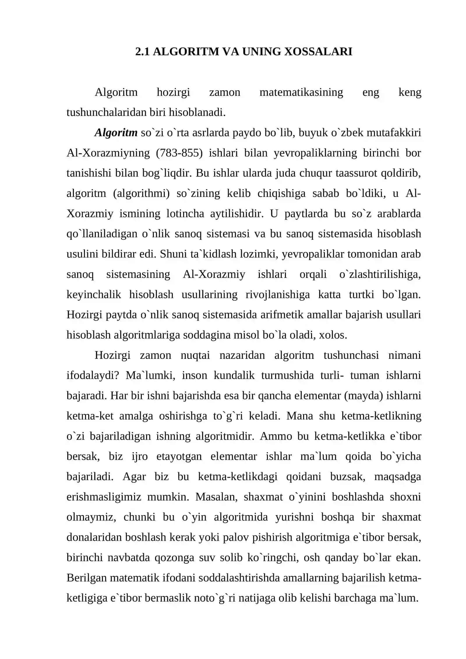 Algoritm va uning xossalari. Takrorlanuvchi jarayonlar uchun algoritmlar tuzish. Blok-sxеma tushunchasi va uning elеmеntlari. Ichma-ich joylashgan takrorlanuvchi jarayonlar 4