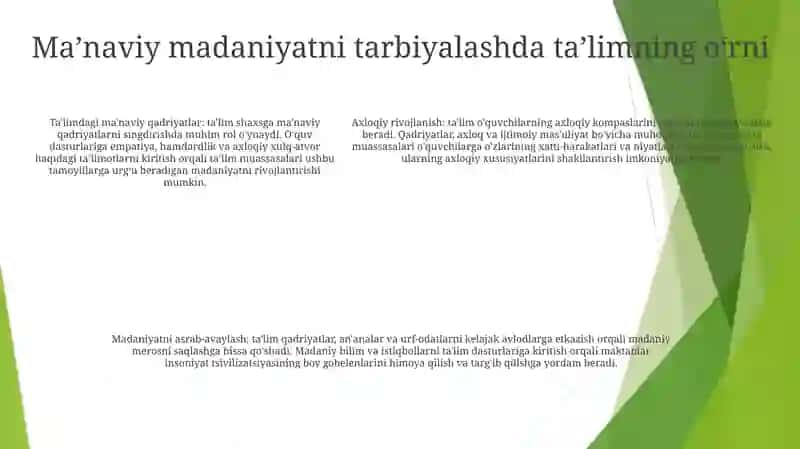Islom Inson Ma’Naviy Madaniyatini Tarbiyalash Omillari Haqida 4