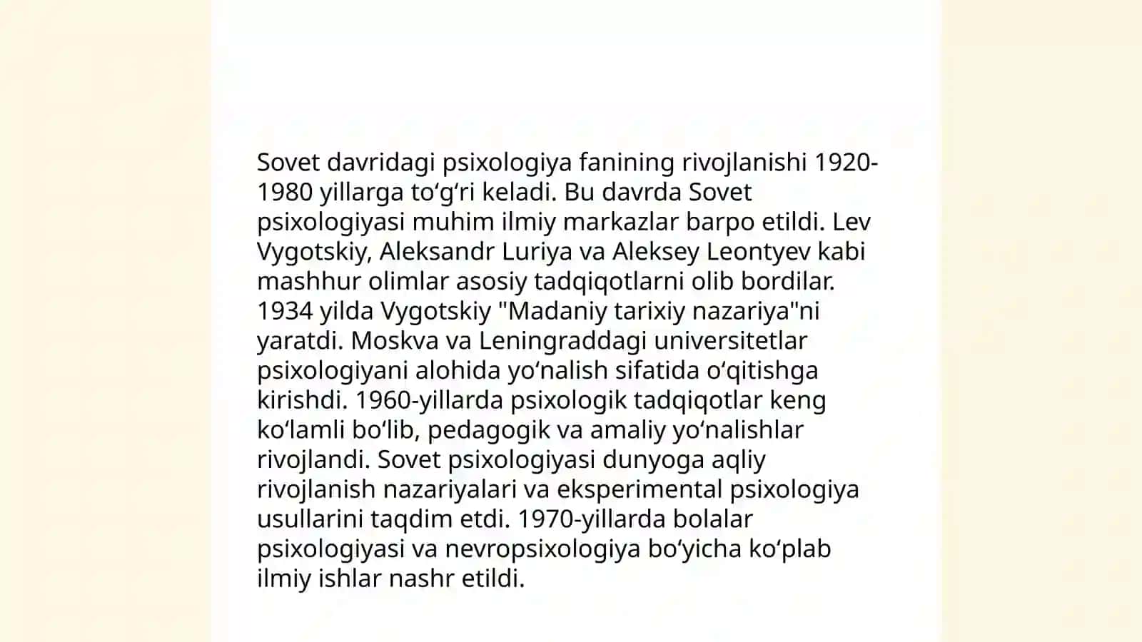 Oʻzbekistonda psixologiya fanining rivojlanish tarixi 4