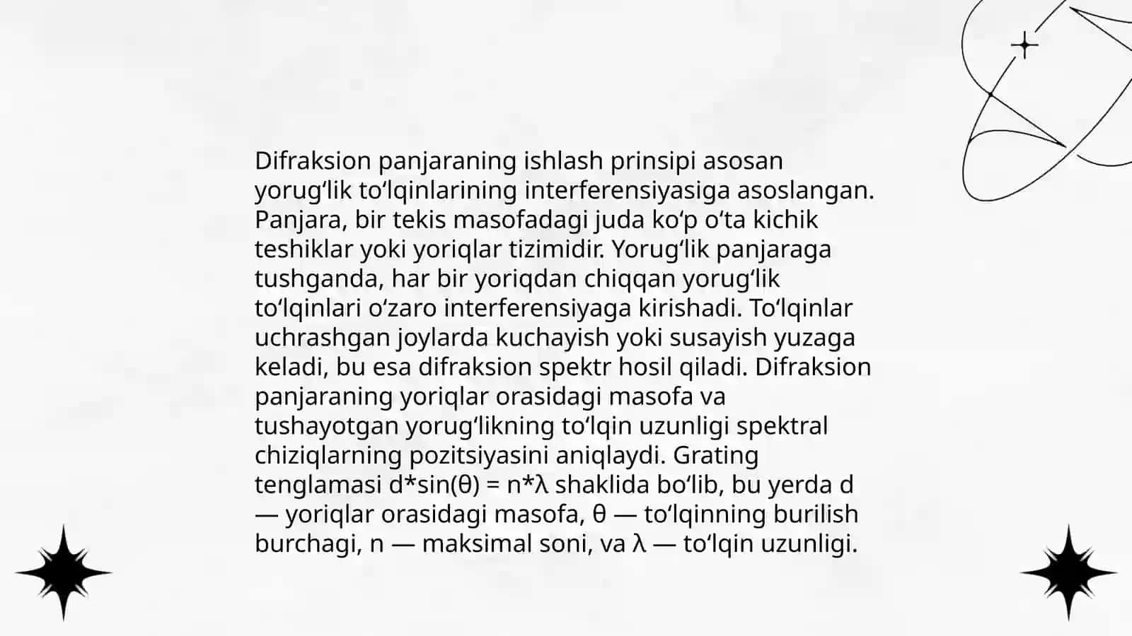 Yorugʻlikning toʻlqin uzunligini difraksion panjara yordamida aniqlash 4